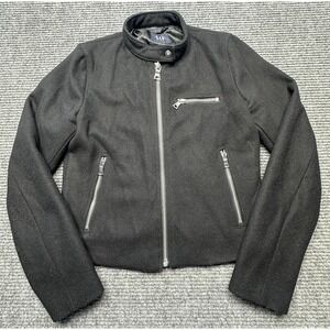 Gap Moto Jacket‎ Womens XS Black Wool Full Zip Collared Lined Zipper Pockets